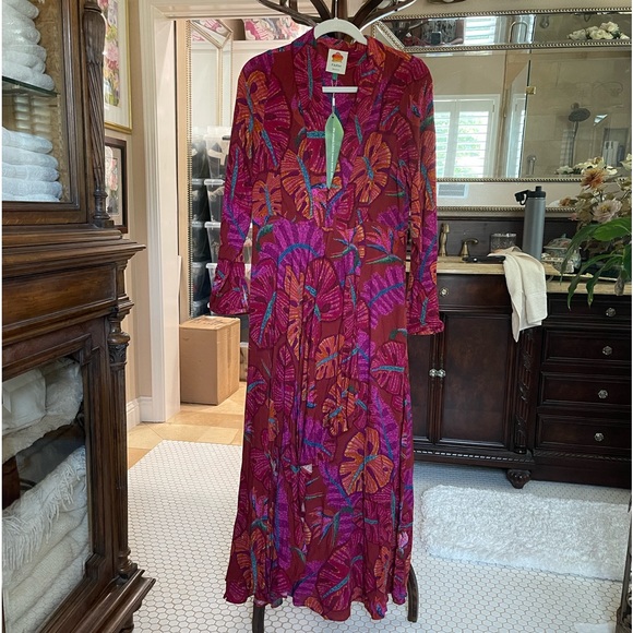 Farm Rio Delicate Leaves Maxi dress NWT - Picture 3 of 10